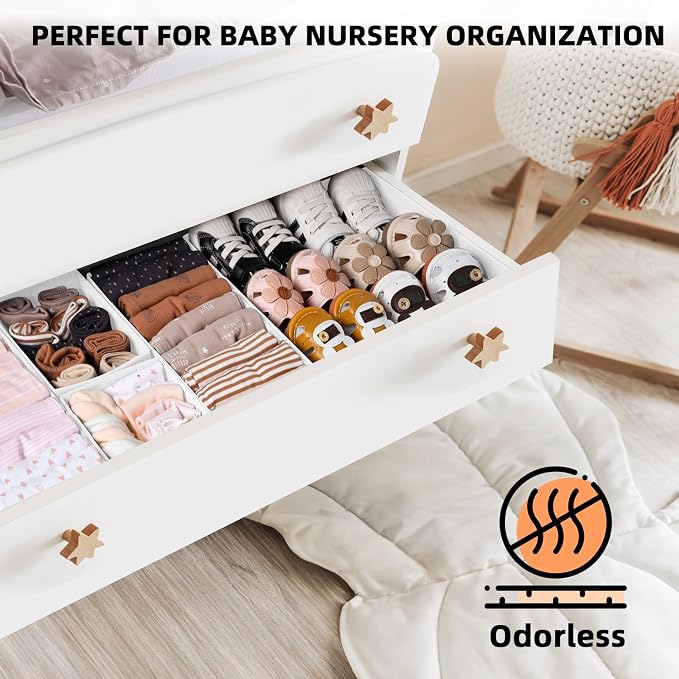 Criusia Drawer Organizer Clothes 6 Pack White- Dresser Organizer Bins - Image 4