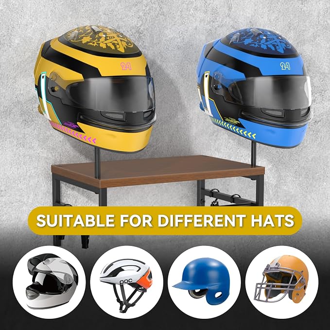 BORISI Helmet Holder Wall Mount, Motorcycle Helmet Holder, Helmet Stand - Image 3