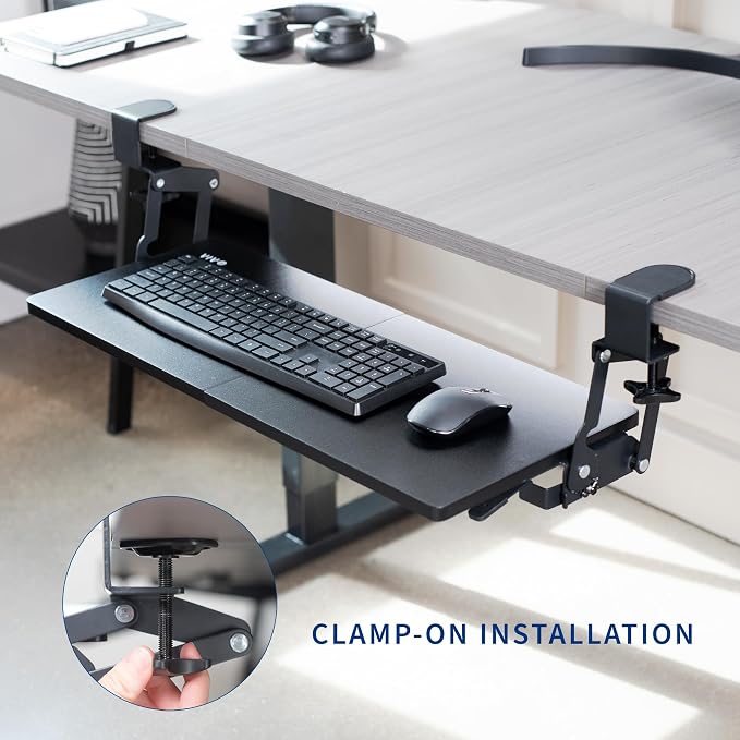 VIVO Large Clamp-on 27 x 11 inch Computer Keyboard and Mouse Tray - Image 7