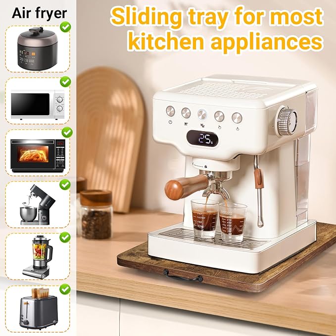 Sliding Tray for Coffee Maker, 360° Rotating Appliance Slider for Kitchen - Image 7