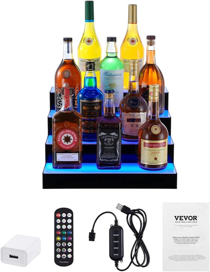 VEVOR LED Lighted Liquor Bottle Display, 4 Tiers 16 Inch Commercial Illuminated - Image 9