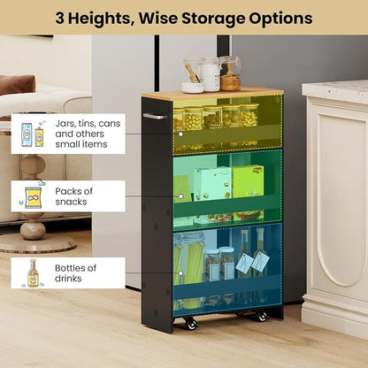 Small Kitchen Cart, 4-Tier Slim Rolling Island w/Handle, Laundry Room Storage - Image 6