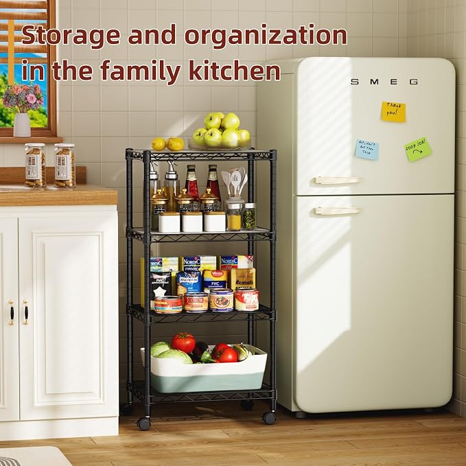 SINGAYE Small Wire 4 Adjustable Shelves Pantry Metal Shelf Floor Organizer | - Image 9