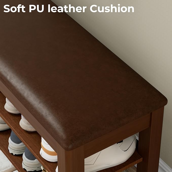 Homleke 2-Tier Solid Wood Shoe Rack Bench - Image 7