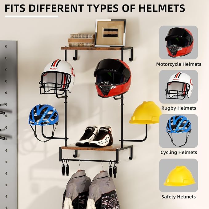 Urban Deco Motorcycle Helmet Holder Wall Mount, Helmet Rack - Image 3