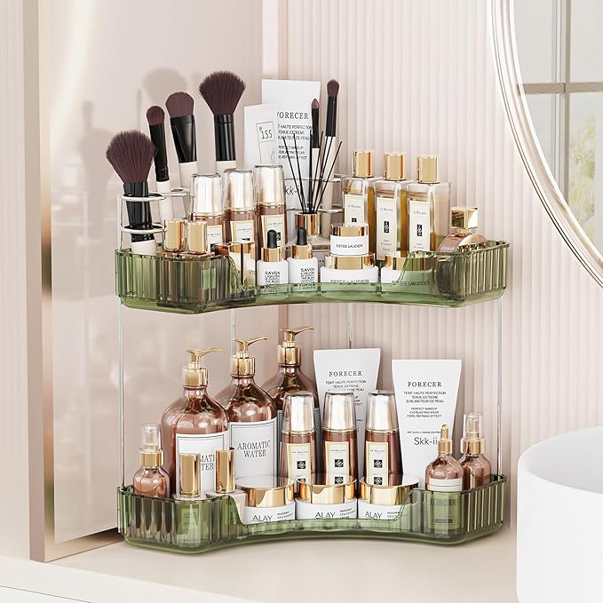 2-Tier Corner Bathroom Counter Organizer by Asayuee