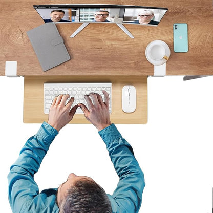 ETHU Keyboard Tray Under Desk, 19.7" X 12.2" Small Size C Clamp Keyboard Drawer - Image 4