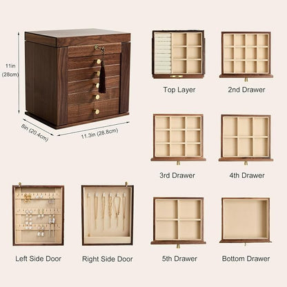 6-Layer Black Walnut Wooden Jewelry Box - Image 5