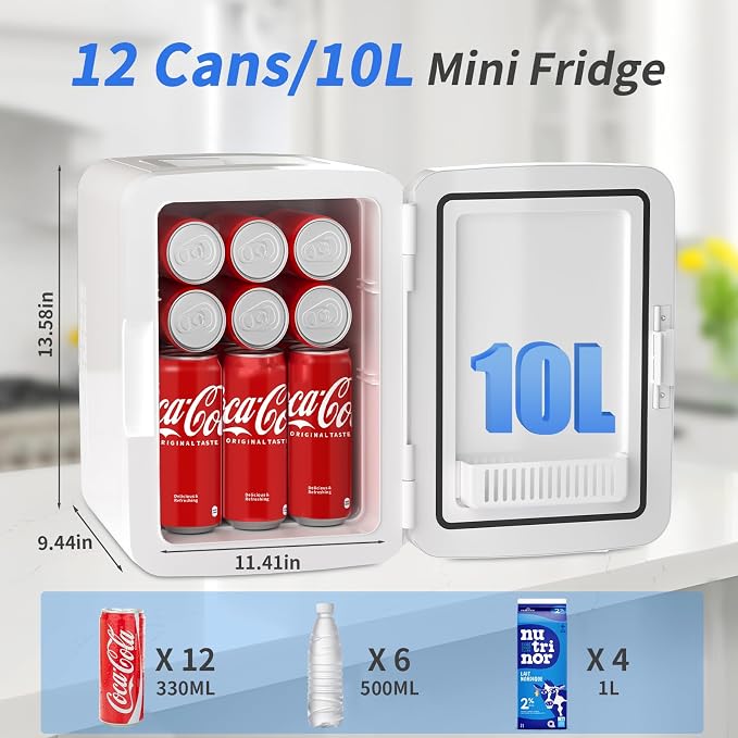 Mini Fridge, 10 Liter/12 Cans Skincare Fridge - Image 2