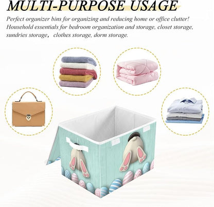 Easter Bunny Storage Bins with Lids and Carrying Handle, Foldable Storage Boxes - Image 7