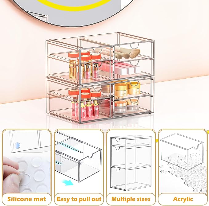 Arcylic Makeup Organzier with 11 Drawers, Bathroom Makeup Organizer - Image 5