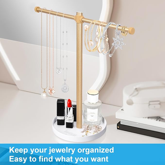 Necklace Stand Aesthetic Necklace Holder: 12.9" Glod Metal Necklace Organizer - Image 5