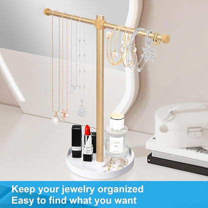 Necklace Stand Aesthetic Necklace Holder: 12.9" Glod Metal Necklace Organizer - Image 5