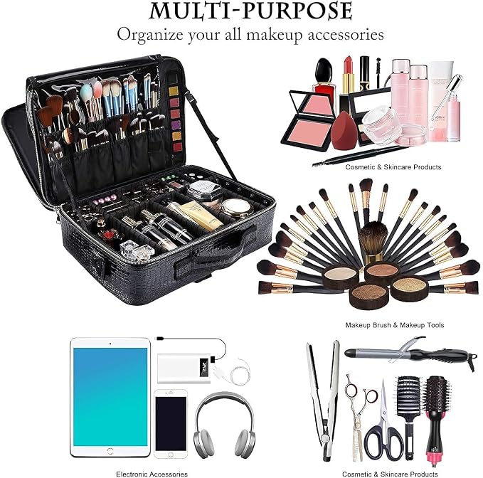 JOURMON Travel Makeup Train Case, Large Capacity Cosmetic Bags - Image 4
