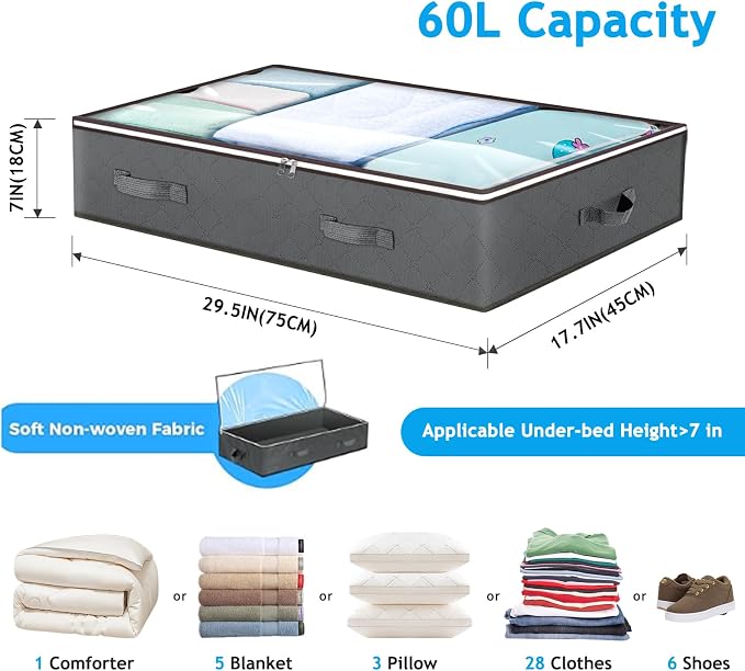 Budding Joy 60L Under Bed Storage Containers, Storage Bins - Image 2