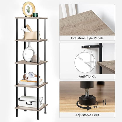 HOOBRO 5-Tier Corner Shelf Stand, Corner Square Rack Display Shelf, Tall - Image 8