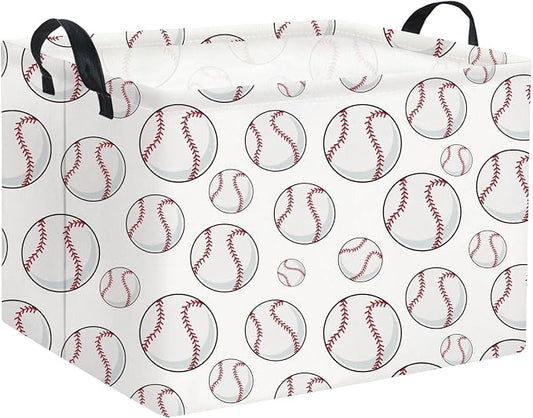 Rectangular Baseball Basket Kids Baby Storage Basket Cute Kids Toy Storage Bin by TIBAOLOVER