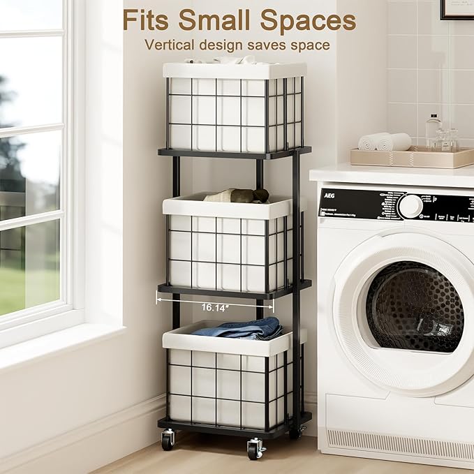120L Vertical Rolling Laundry Hamper - Image 2