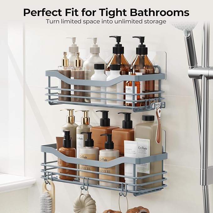 Orimade Shower Caddy Basket Shelf Storage Rack, No Drilling Wall Mounted - Image 9