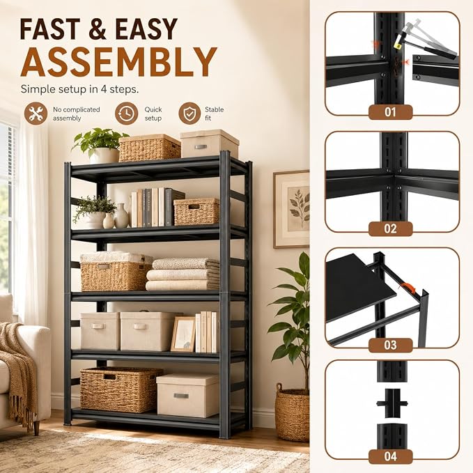 Heavy Duty Metal Bookshelf Adjustable Storage Shelving Unit - Image 7