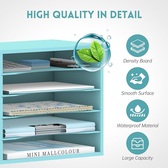 5 Tier Wood Desk Organizer, Mail Sorter and Paper Organizer - Image 5