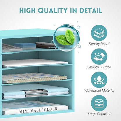 5 Tier Wood Desk Organizer, Mail Sorter and Paper Organizer - Image 5