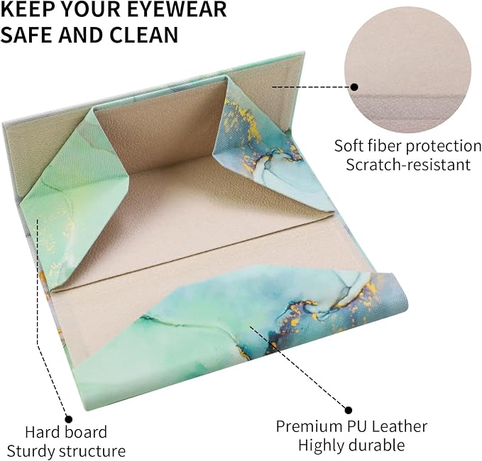 Foldable Glasses Case, Magnetic PU Leahter Sunglasses Case, Cute Hard Shell - Image 4