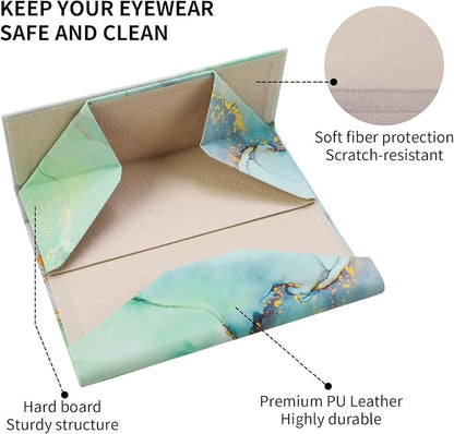 Foldable Glasses Case, Magnetic PU Leahter Sunglasses Case, Cute Hard Shell - Image 4