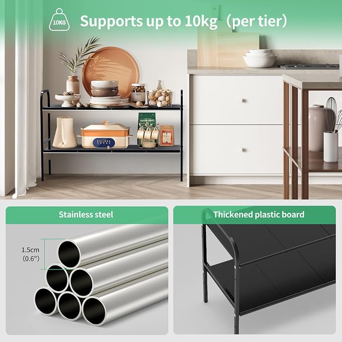 Expandable 2-Tier Under Sink Organizer, 8 Removable Plastic Boards, Tool-Free - Image 5