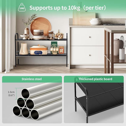 Expandable 2-Tier Under Sink Organizer, 8 Removable Plastic Boards, Tool-Free - Image 5
