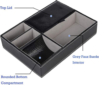 Baoyun Men's Valet Tray, Faux Leather Valet Box, EDC Catch All Tray, Dresser - Image 4