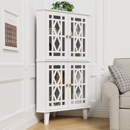 Scurrty Tall Corner Shelf Stand, Large Shelf Corner Table Sideboard Cabinet - Image 3