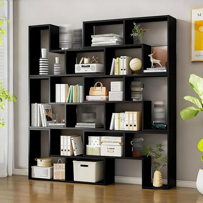 Expandable Bookcase with Adjustable Width, Wooden Room Divider Bookshelf by Unknown