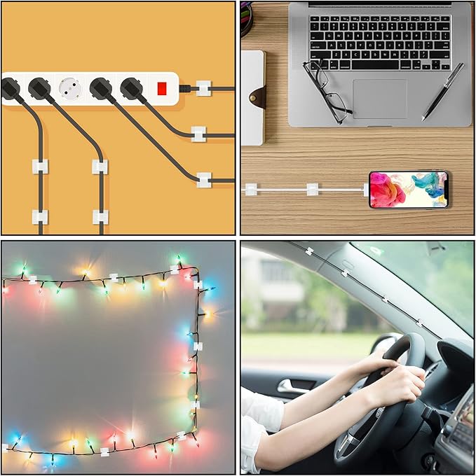 100Pcs Cable Clips, Adhesive Cable Organizer Cord Holder Wire Clip Wire - Image 7