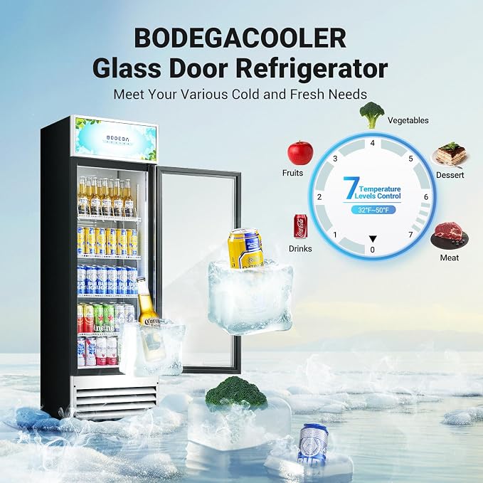 BODEGACOOLER Commercial Merchandiser Refrigerator, 9 Cu.Ft Glass Door Beverage - Image 3