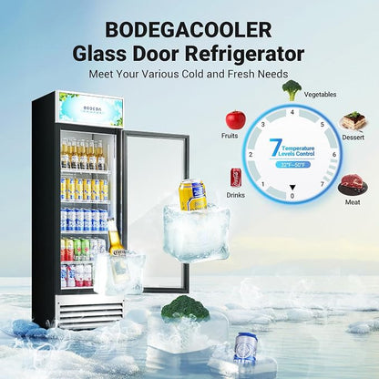 BODEGACOOLER Commercial Merchandiser Refrigerator, 9 Cu.Ft Glass Door Beverage - Image 3