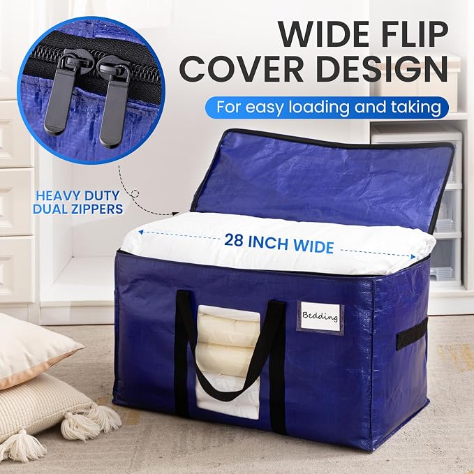 TAILI 2 Pack Dark Blue Extra Large Moving Bags, Heavy Duty Totes - Image 3