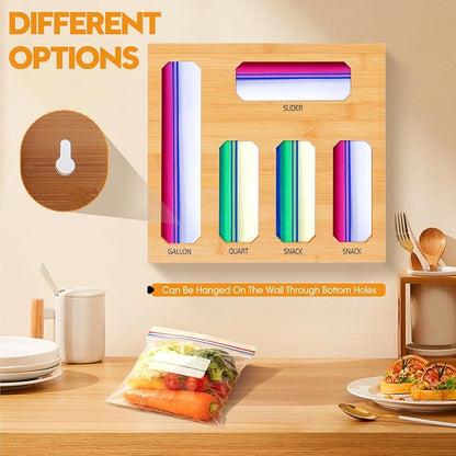 Bamboo Ziplock Bag Organizer for Kitchen Drawer, Food Storage Baggie Holder - Image 5
