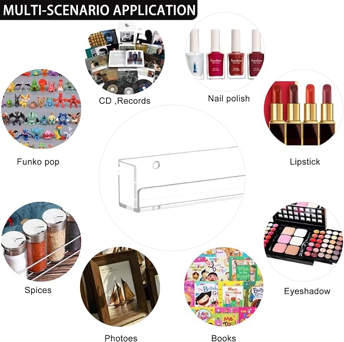 Cerpourt 4 Pack Nail Polish Rack Wall Mounted Shelf, Suitable - Image 6