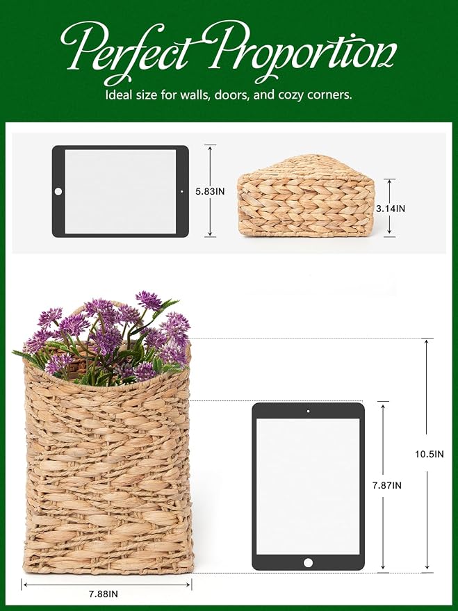 VerdantVibes Handwoven Wall Hanging Basket – Natural Water Hyacinth Basket - Image 2