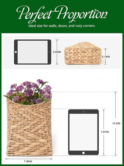 VerdantVibes Handwoven Wall Hanging Basket – Natural Water Hyacinth Basket - Image 2