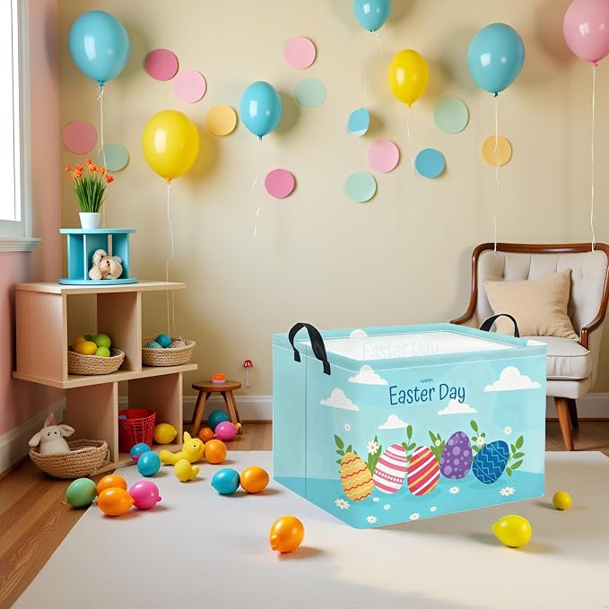 Rectangular Easter Basket for Home Kitchen Baby Girls Basket Cute Storage Bin - Image 6