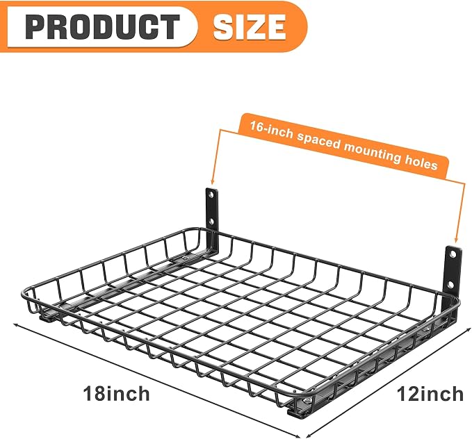 TORACK 2-Pack 12x18 inch Wall-Mounted Shelves, Garage Wall Shelf - Image 2