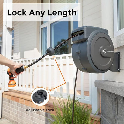Giraffe Tools Hose Reel 1/2‘’ 78 ft, Heavy Duty Retractable Garden Hose Reel - Image 6