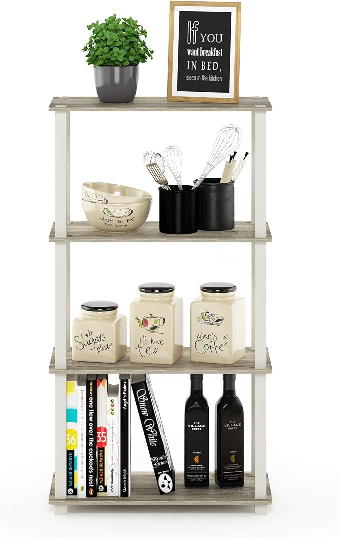 Furinno TURN-S-TUBE Storage Shelves, 4-Tier Book Shelf, Corner Shelf, Toolless - Image 4