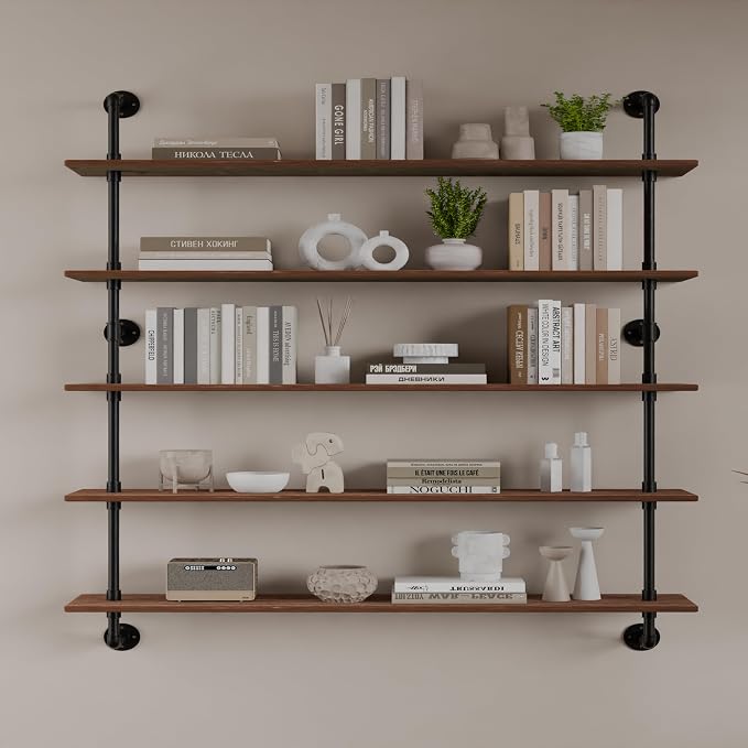 HDDFER Floating Shelves for Wall Bookshelf Industrial Pipe Shelving Shelves 48 - Image 6