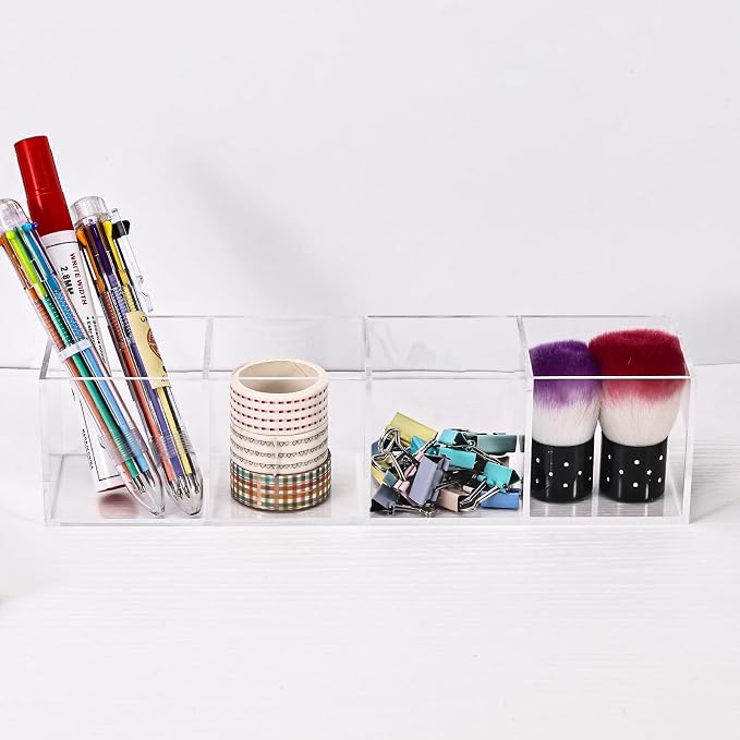 dedoot Acrylic Drawer Organizers 4-Section Clear Plastic Makeup Drawer - Image 3