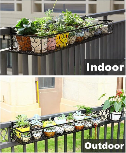 Hanging Railing Planter with Hooks, Iron Hanging Planter Holder, Balcony Plant - Image 6