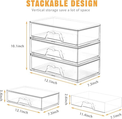 3 Pack Stackable Makeup Organizer, 12.1''L Acrylic Bathroom Organizer and - Image 2