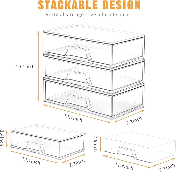 5 Pack Makeup Organizer Stackable, 12.1''L Bathroom Organizer and Storage - Image 2